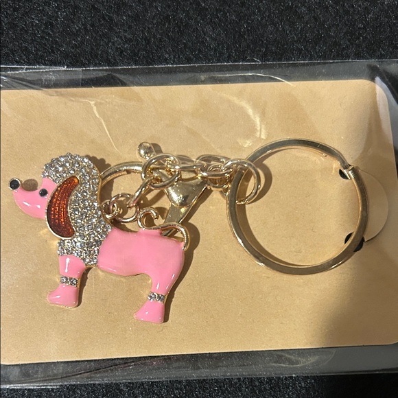 Pink Poodle Keychain with Rhinestones - Picture 2 of 2